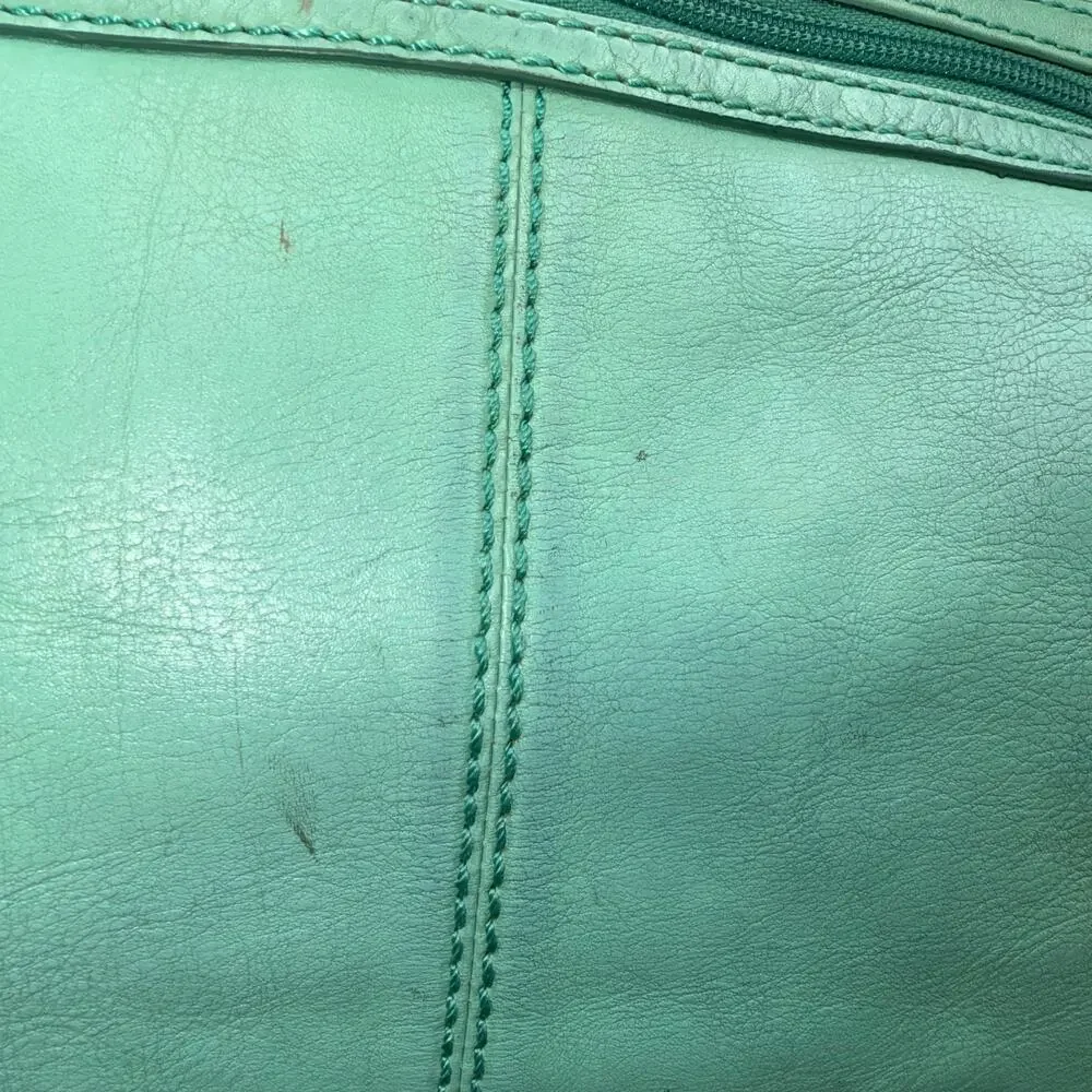 Fossil Mint Green Leather Crossbody Shoulder Bag Vintage Organizer